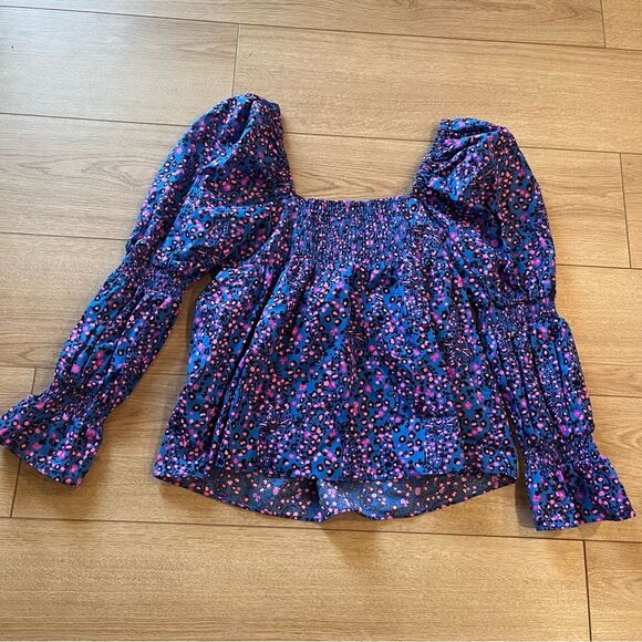 NWT Lilly Pulitzer Preslee Long Sleeve Top Blue Flare Cheetah Leopard Size 6 - Picture 4 of 6